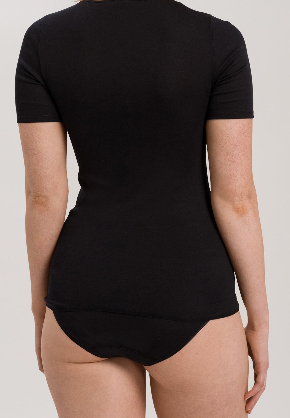 Hanro Cotton Seamless Crew T Black