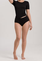 Hanro Cotton Seamless Crew T Black